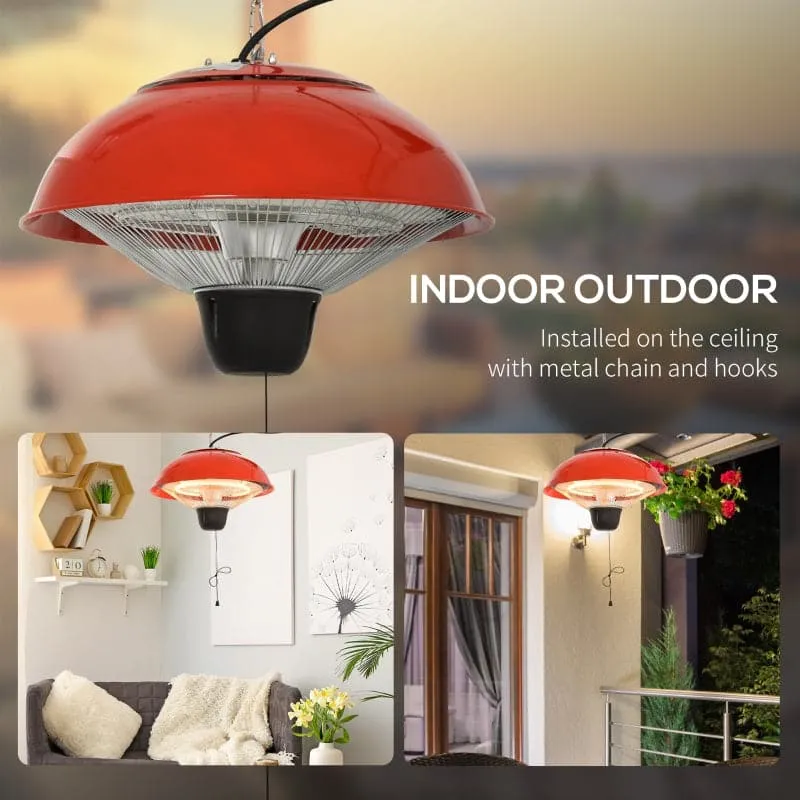 Maplin Plus Aluminium 1500W Electric Ceiling Hanging Patio Heater - Red