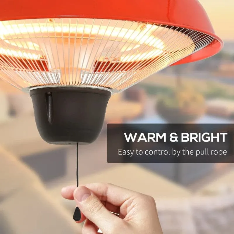 Maplin Plus Aluminium 1500W Electric Ceiling Hanging Patio Heater - Red