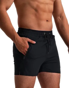Mens Swim Trunks 5" with Mesh Lining Quick Dry Beach Shorts with Zipper Pockets Sports Swimming Trunks for Men