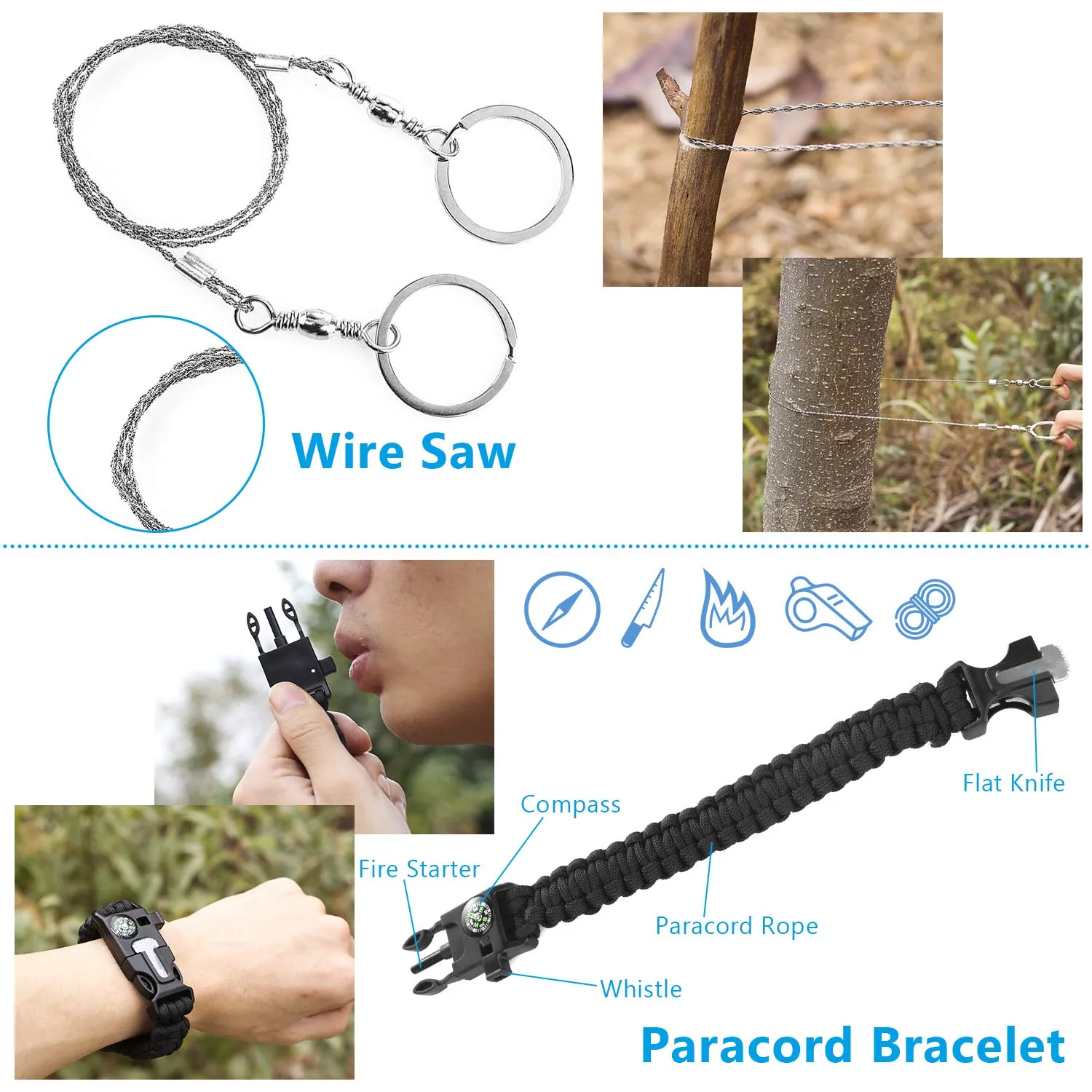 Naubr Camping Gear 15 in 1 Survival Gear kit,Tactical Survival Tool for Cars, Camping, Hiking, Hunting, Adventure Accessories