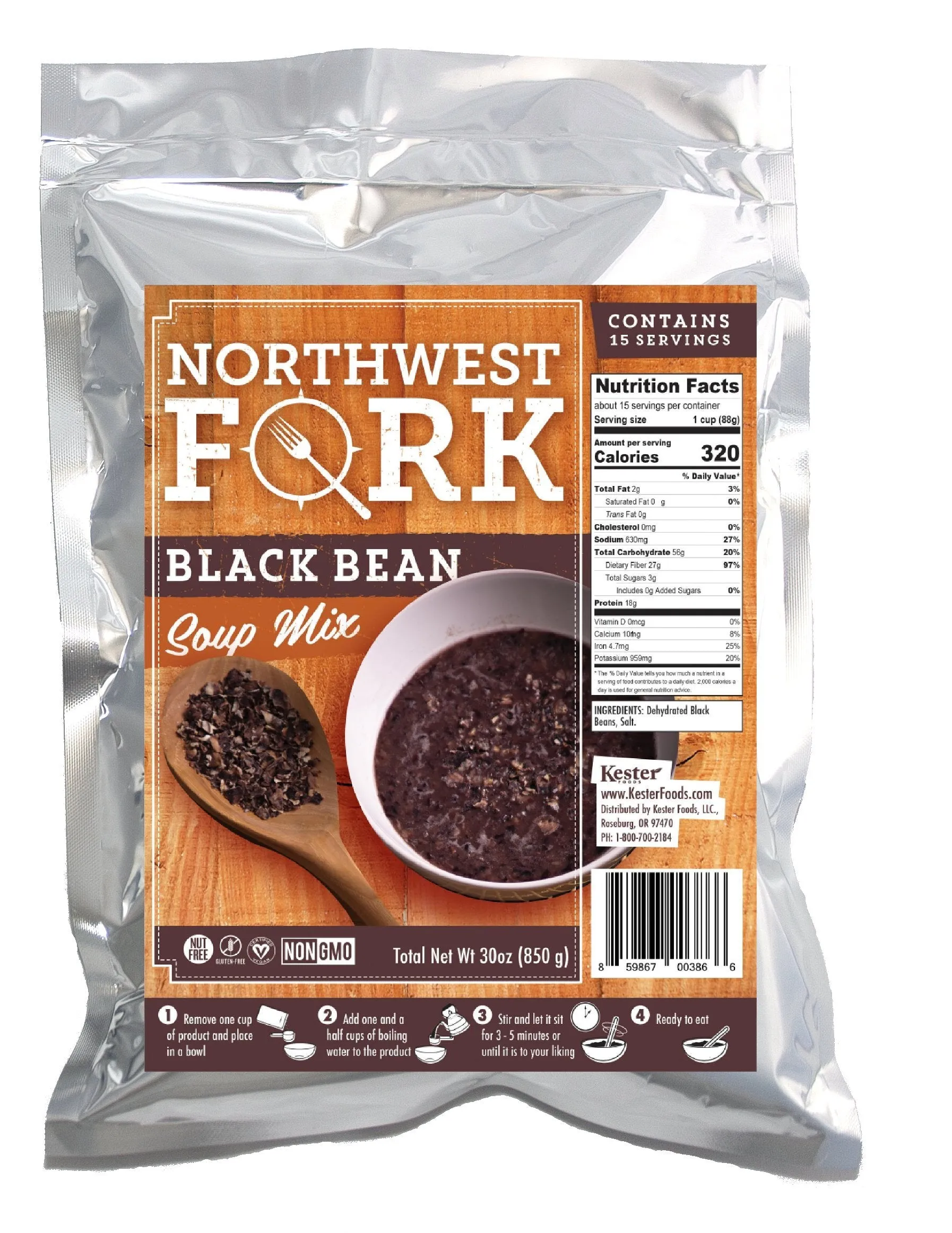 NorthWest Fork Gluten-Free 6 Month Emergency Food Supply (Kosher, Non-GMO, Vegan) - 10  Year Shelf Life - 6 x 90 Servings