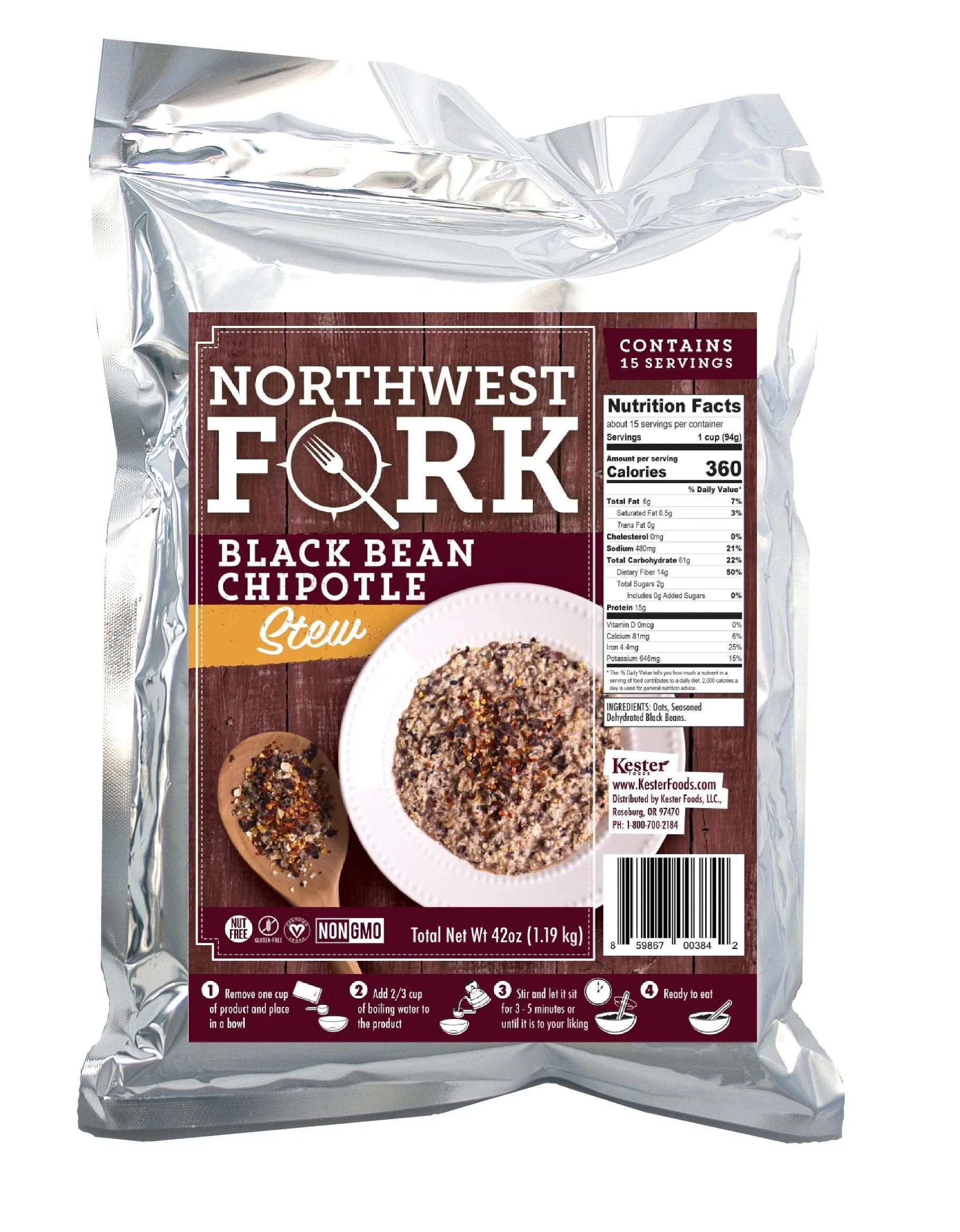 NorthWest Fork Gluten-Free 6 Month Emergency Food Supply (Kosher, Non-GMO, Vegan) - 10  Year Shelf Life - 6 x 90 Servings