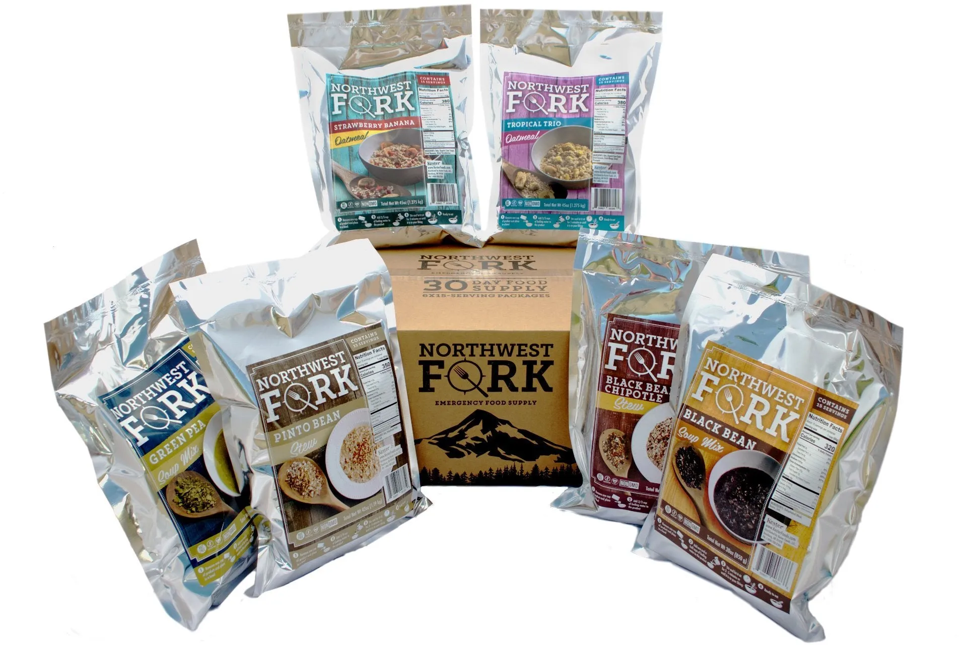NorthWest Fork Gluten-Free 6 Month Emergency Food Supply (Kosher, Non-GMO, Vegan) - 10  Year Shelf Life - 6 x 90 Servings
