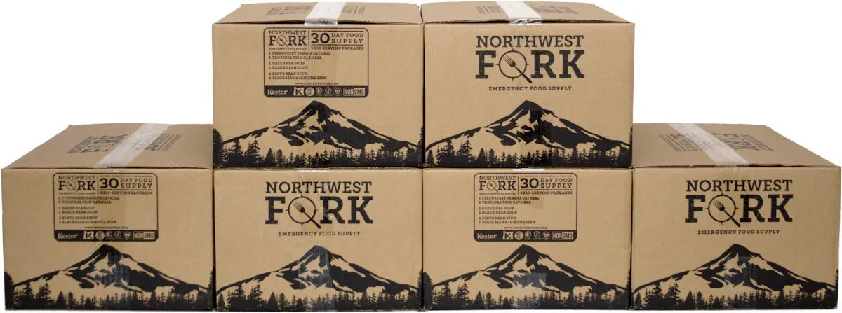 NorthWest Fork Gluten-Free 6 Month Emergency Food Supply (Kosher, Non-GMO, Vegan) - 10  Year Shelf Life - 6 x 90 Servings