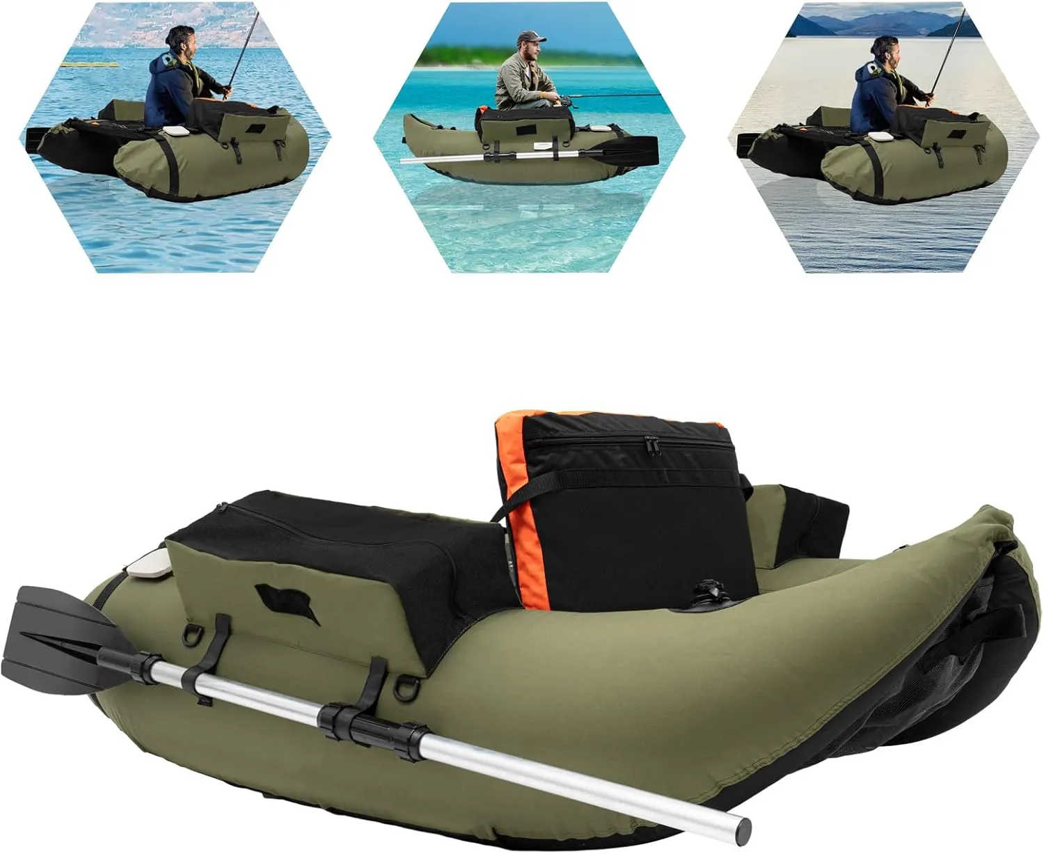 Outdoor Fishing Boat, Modern Outdoor Fishing Boat, Portable Outdoor Fishing Boat with Adjustable Shoulder Straps, Load Capacity 286.6 lbs for Fishing, Rafting, Exploring