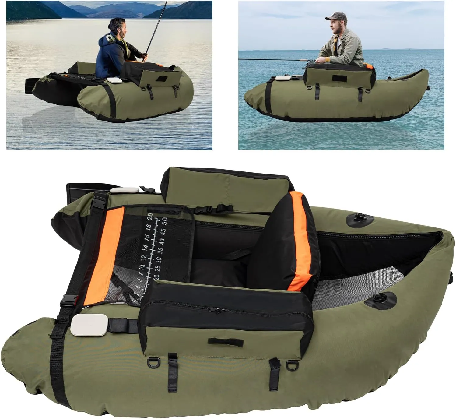Outdoor Fishing Boat, Modern Outdoor Fishing Boat, Portable Outdoor Fishing Boat with Adjustable Shoulder Straps, Load Capacity 286.6 lbs for Fishing, Rafting, Exploring