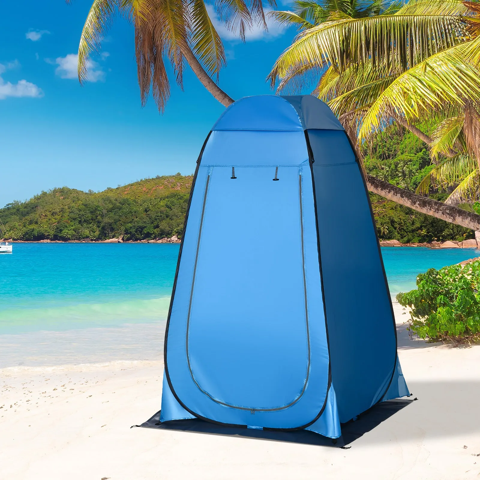 Outsunny Camping Shower Tent w/ Pop Up Design, Outdoor Dressing Changing Room