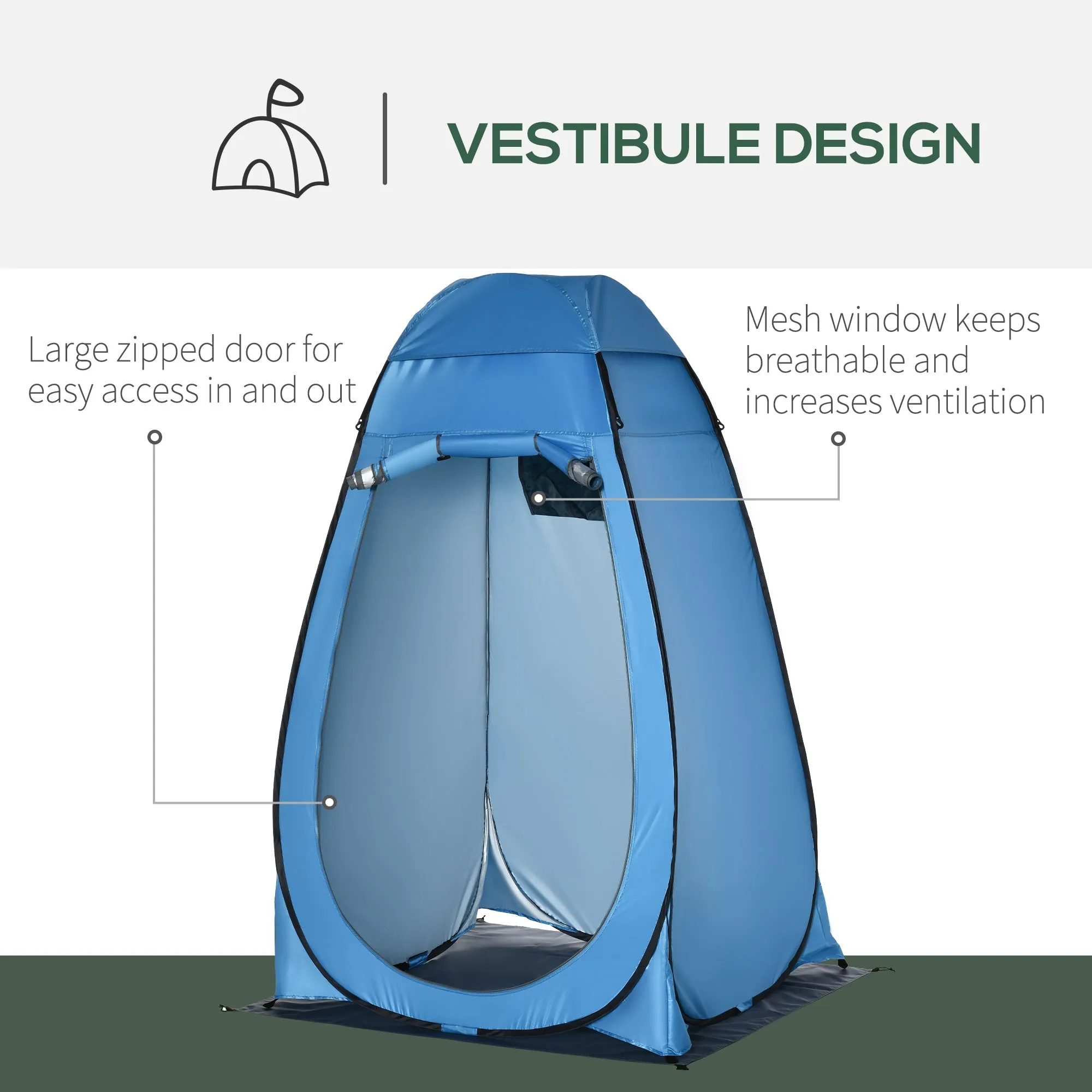 Outsunny Camping Shower Tent w/ Pop Up Design, Outdoor Dressing Changing Room