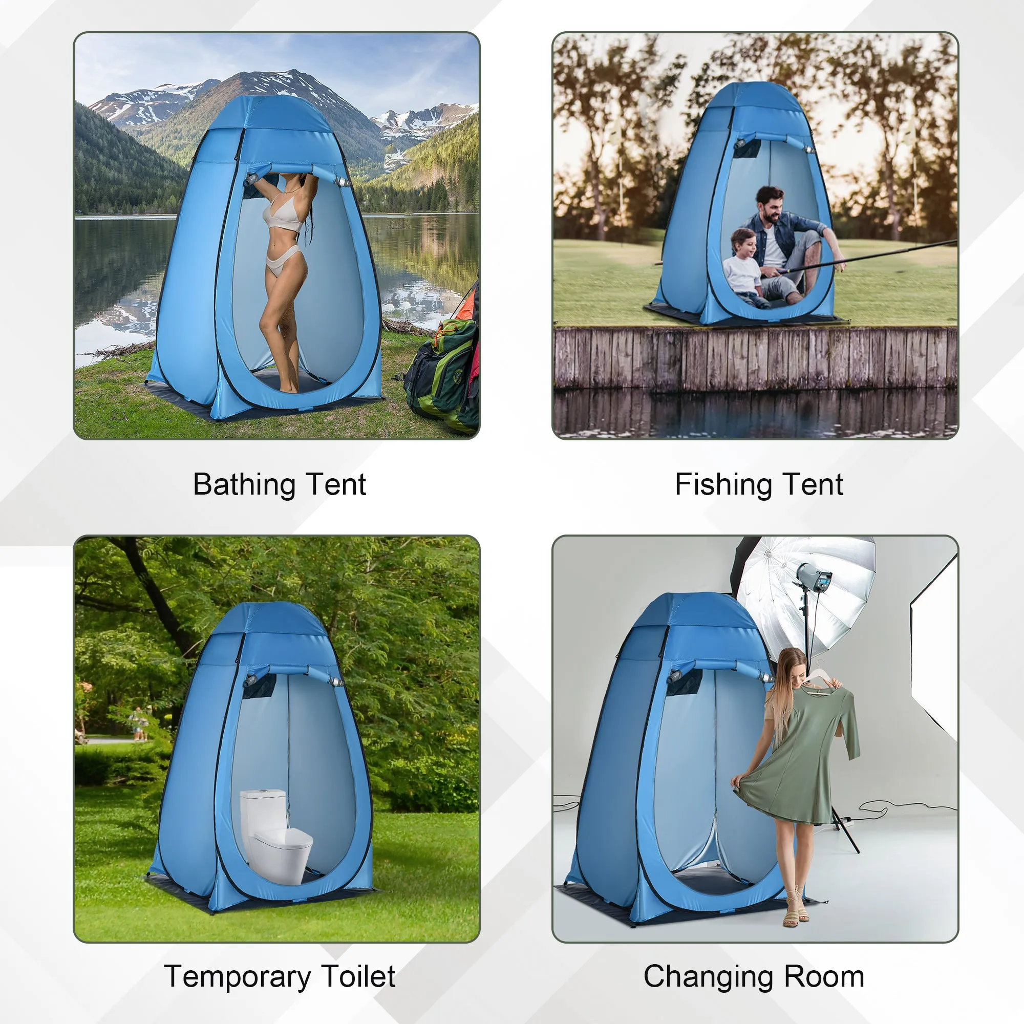 Outsunny Camping Shower Tent w/ Pop Up Design, Outdoor Dressing Changing Room