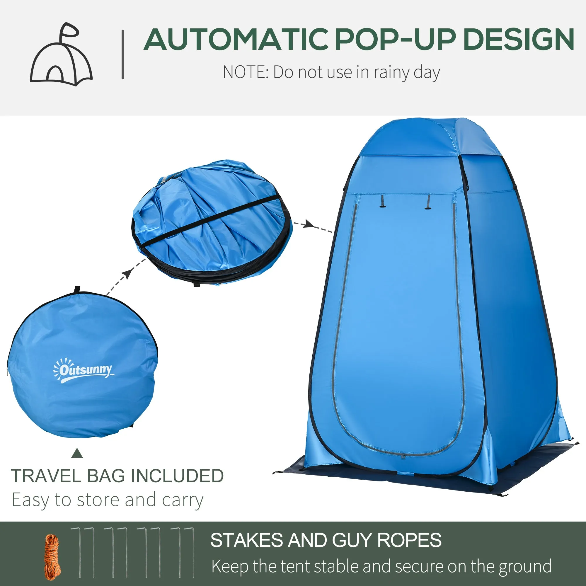 Outsunny Camping Shower Tent w/ Pop Up Design, Outdoor Dressing Changing Room