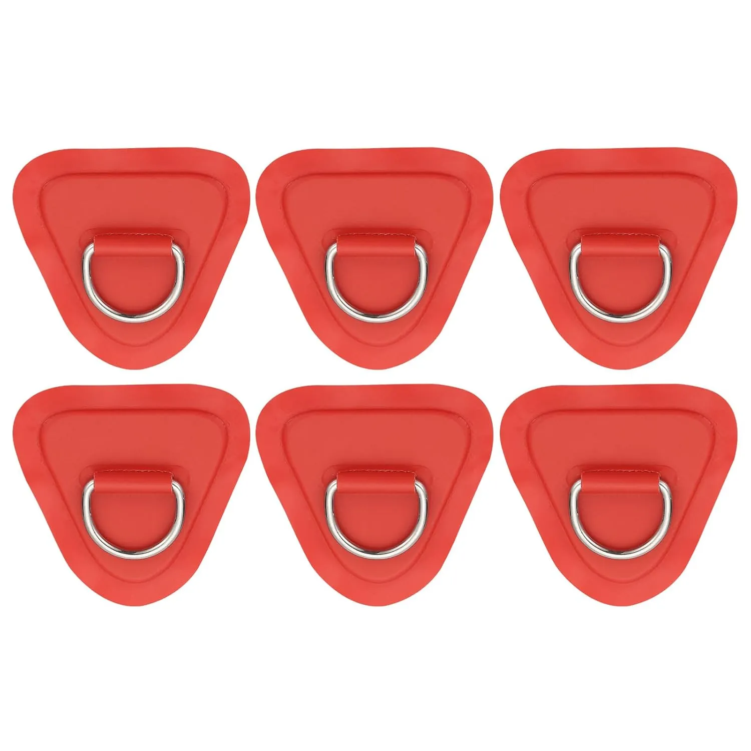 PATIKIL 3.5" Paddle Board D Rings, 6 Pcs Stainless Steel D-Ring PVC Patch Pad No Glue Include for Raft Kayak Inflatable Boat Surfboard, Red