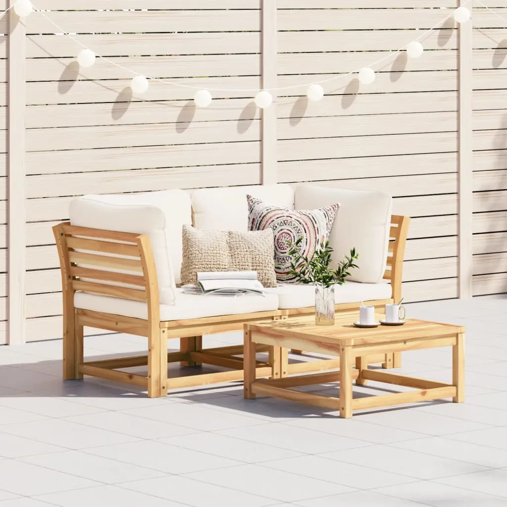 Patio Sofa with Cushions 2-Seater Solid Wood Acacia