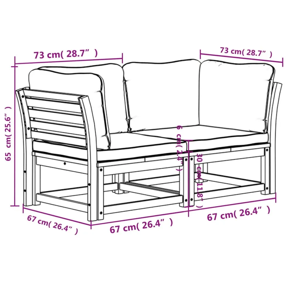 Patio Sofa with Cushions 2-Seater Solid Wood Acacia