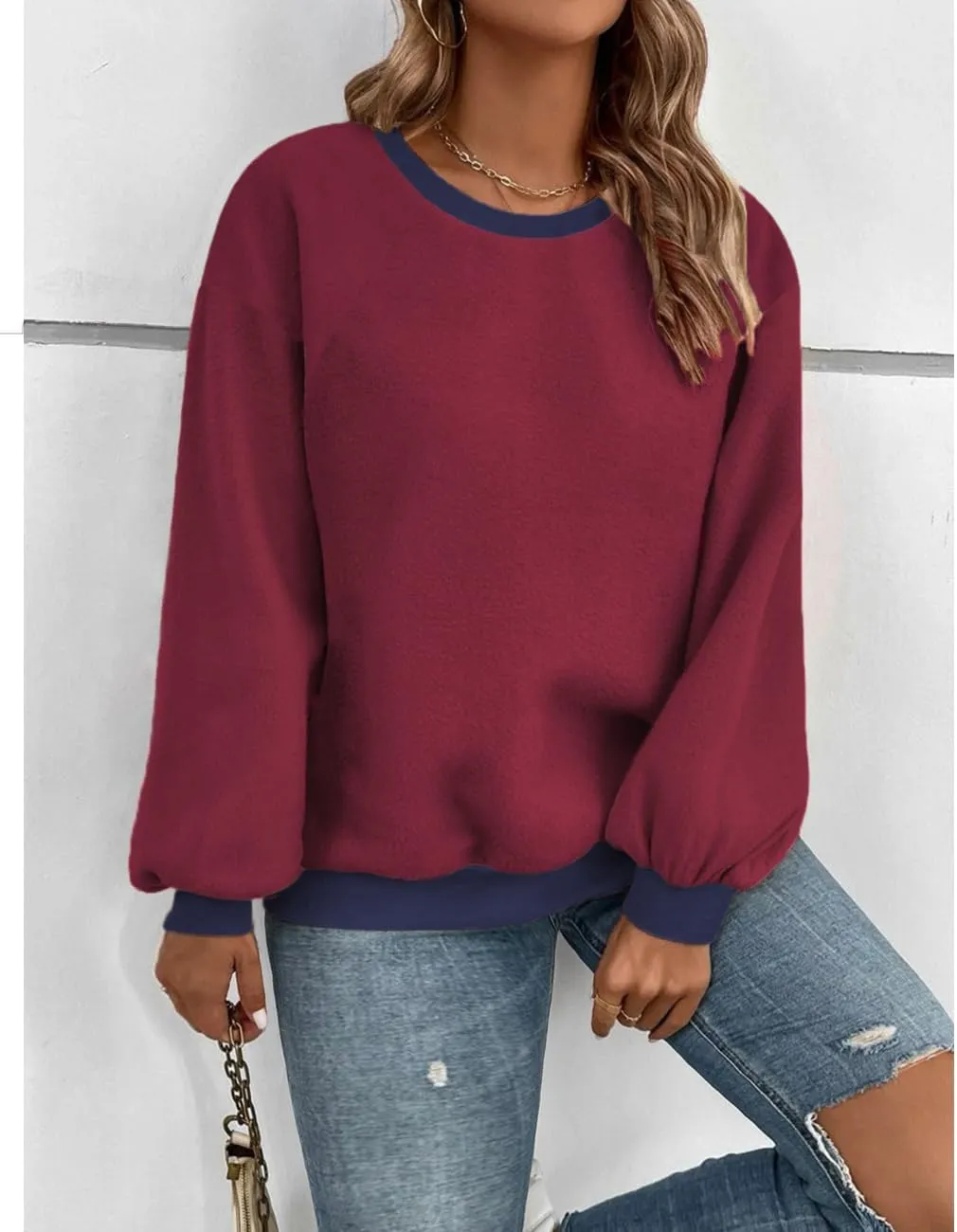 Plus Size Sweatshirts for Women Oversized Colorblock Pullover Tops 1X-5X