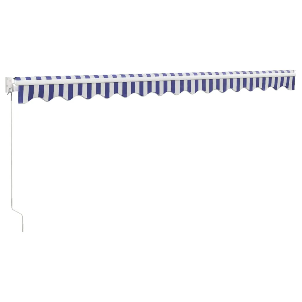 Retractable Awning Blue and White 4.5x3 m Fabric and Aluminium