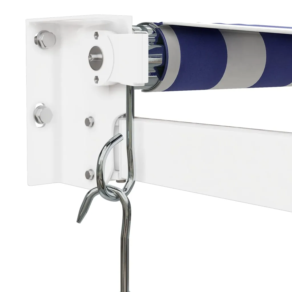 Retractable Awning Blue and White 4.5x3 m Fabric and Aluminium