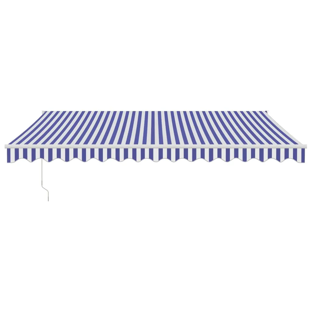 Retractable Awning Blue and White 4.5x3 m Fabric and Aluminium