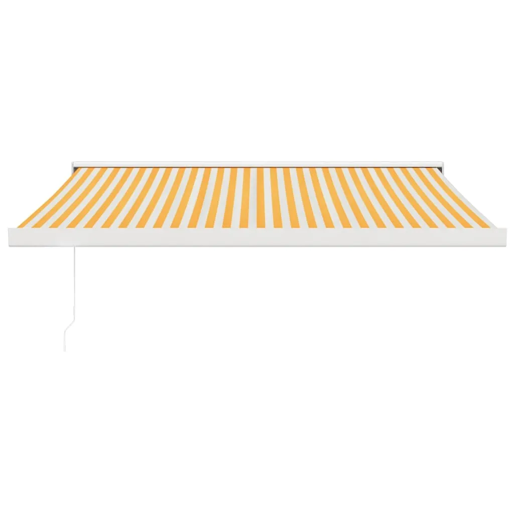 Retractable Awning Yellow and White 3.5x2.5 m Fabric and Aluminium