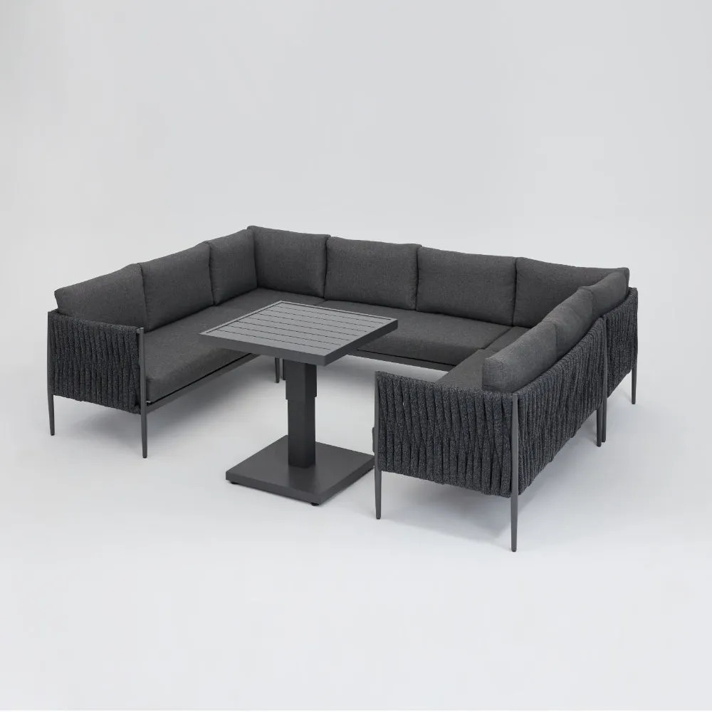 Serena Rattan Rope Garden U-Shape Sofa Set, Grey