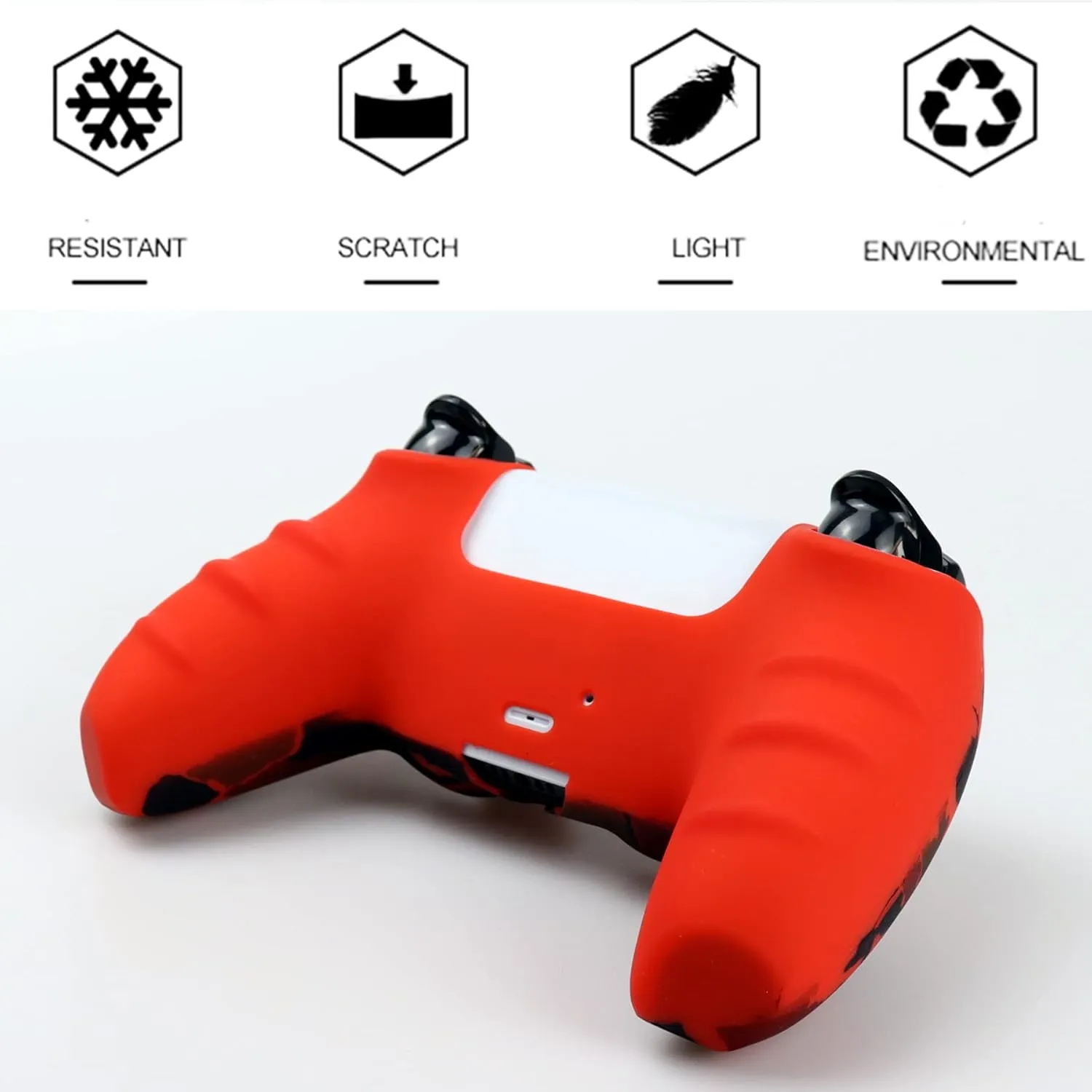 Silicone Skin for PS5, Anti-Slip Shell Cover Case with 10 Joystick Grips for PlayStation 5 Controller