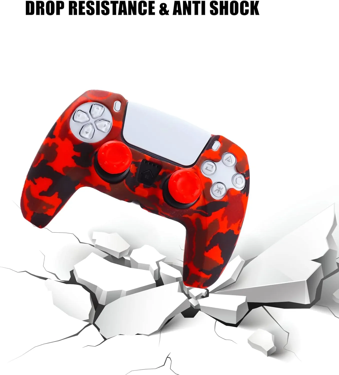 Silicone Skin for PS5, Anti-Slip Shell Cover Case with 10 Joystick Grips for PlayStation 5 Controller