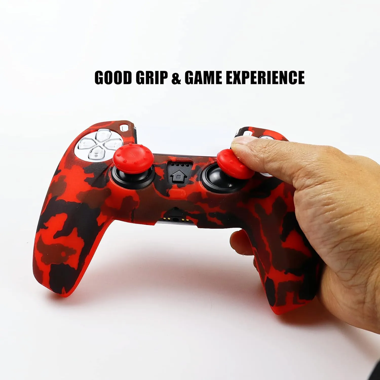 Silicone Skin for PS5, Anti-Slip Shell Cover Case with 10 Joystick Grips for PlayStation 5 Controller