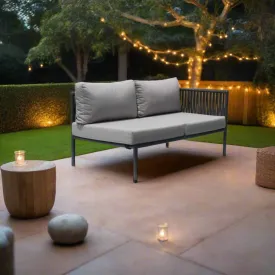 Skyline Design Kitt Metal Modular Right Outdoor Sofa Love Seat with Rope Detailing