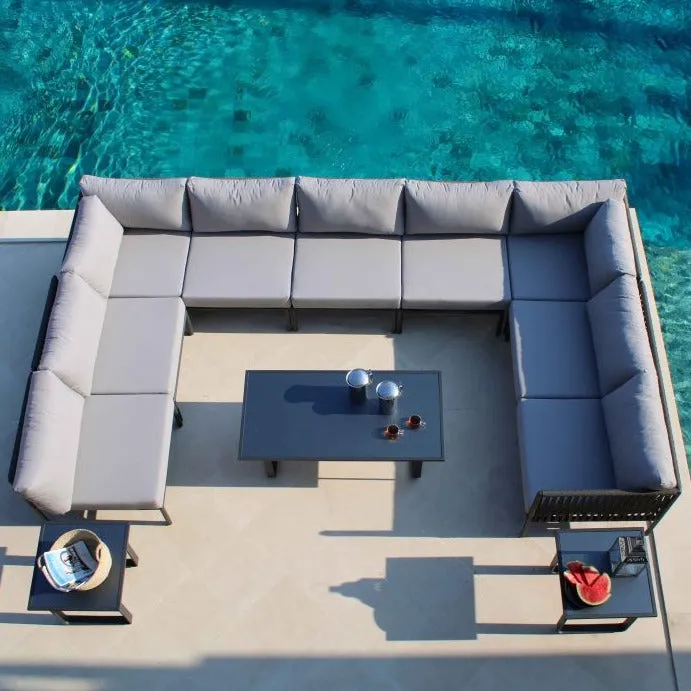 Skyline Design Kitt Metal Modular Right Outdoor Sofa Love Seat with Rope Detailing