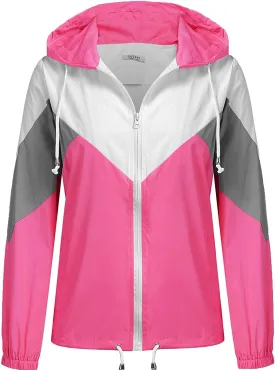 SoTeer Women's Waterproof Rain Jackets Lightweight Hooded Windbreaker Packable Active Outdoor Raincoat