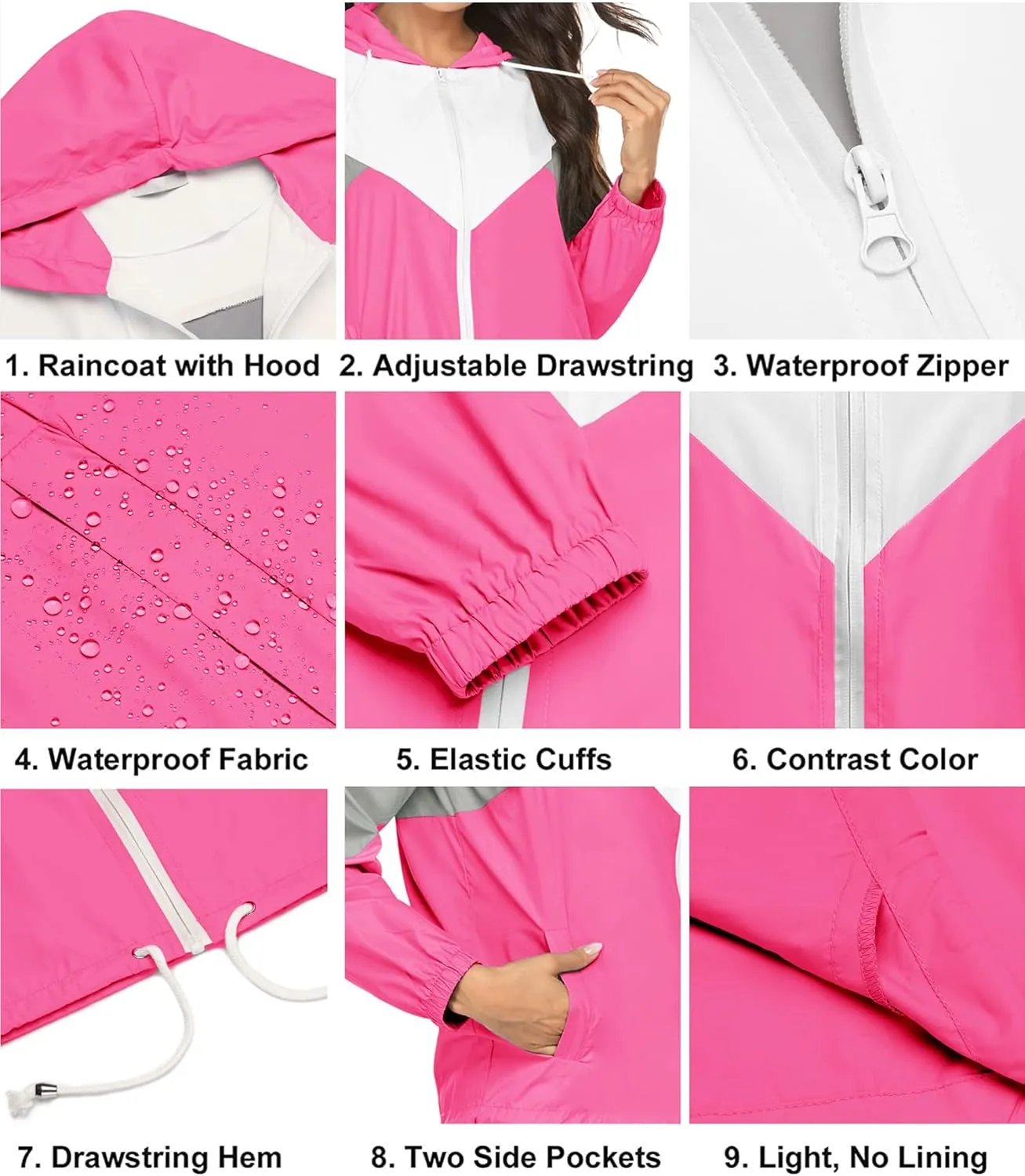SoTeer Women's Waterproof Rain Jackets Lightweight Hooded Windbreaker Packable Active Outdoor Raincoat