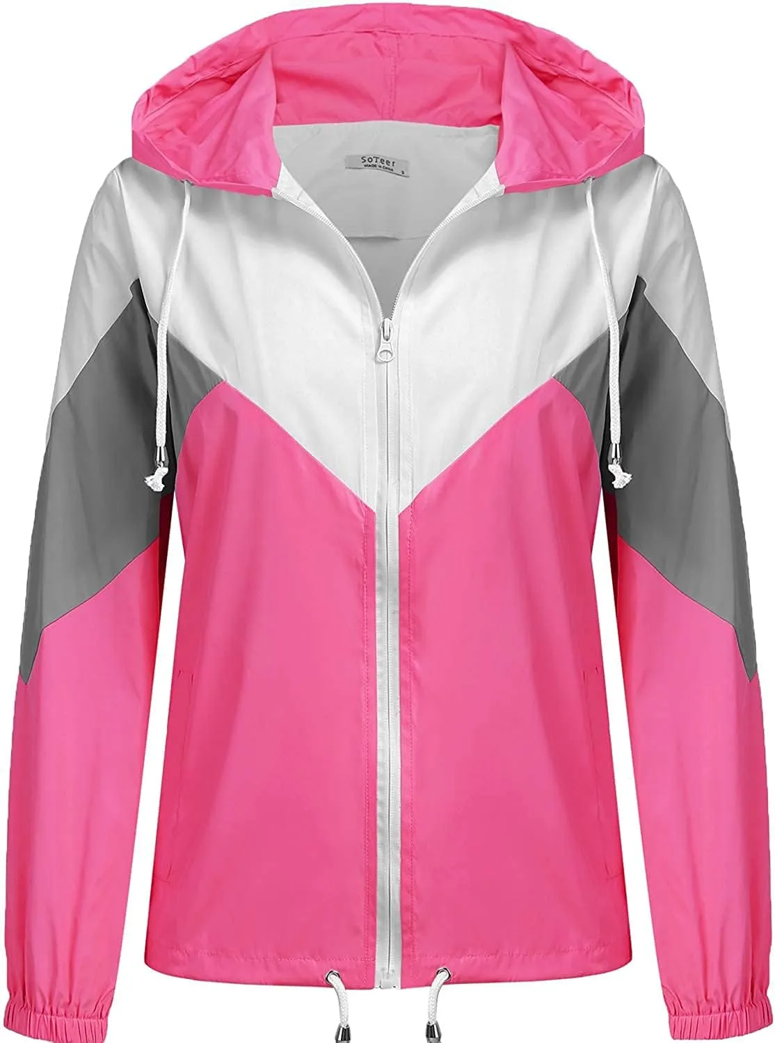 SoTeer Women's Waterproof Rain Jackets Lightweight Hooded Windbreaker Packable Active Outdoor Raincoat