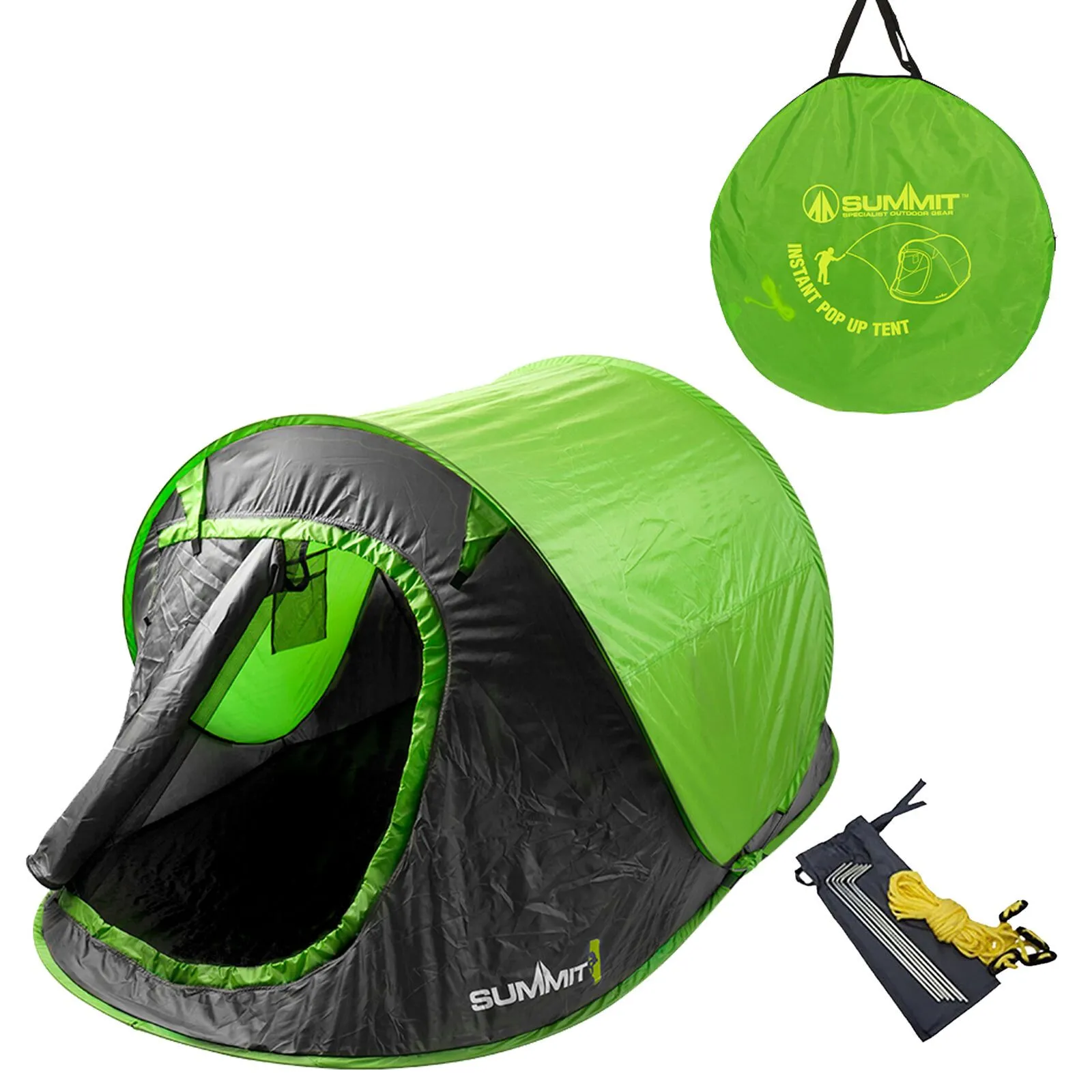 Summit Hydrahalt Pop Up Tent - Green, 2-Person, Fire-Retardant, Quick Setup