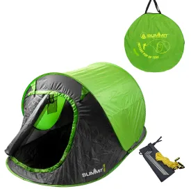 Summit Hydrahalt Pop Up Tent - Green, 2-Person, Fire-Retardant, Quick Setup