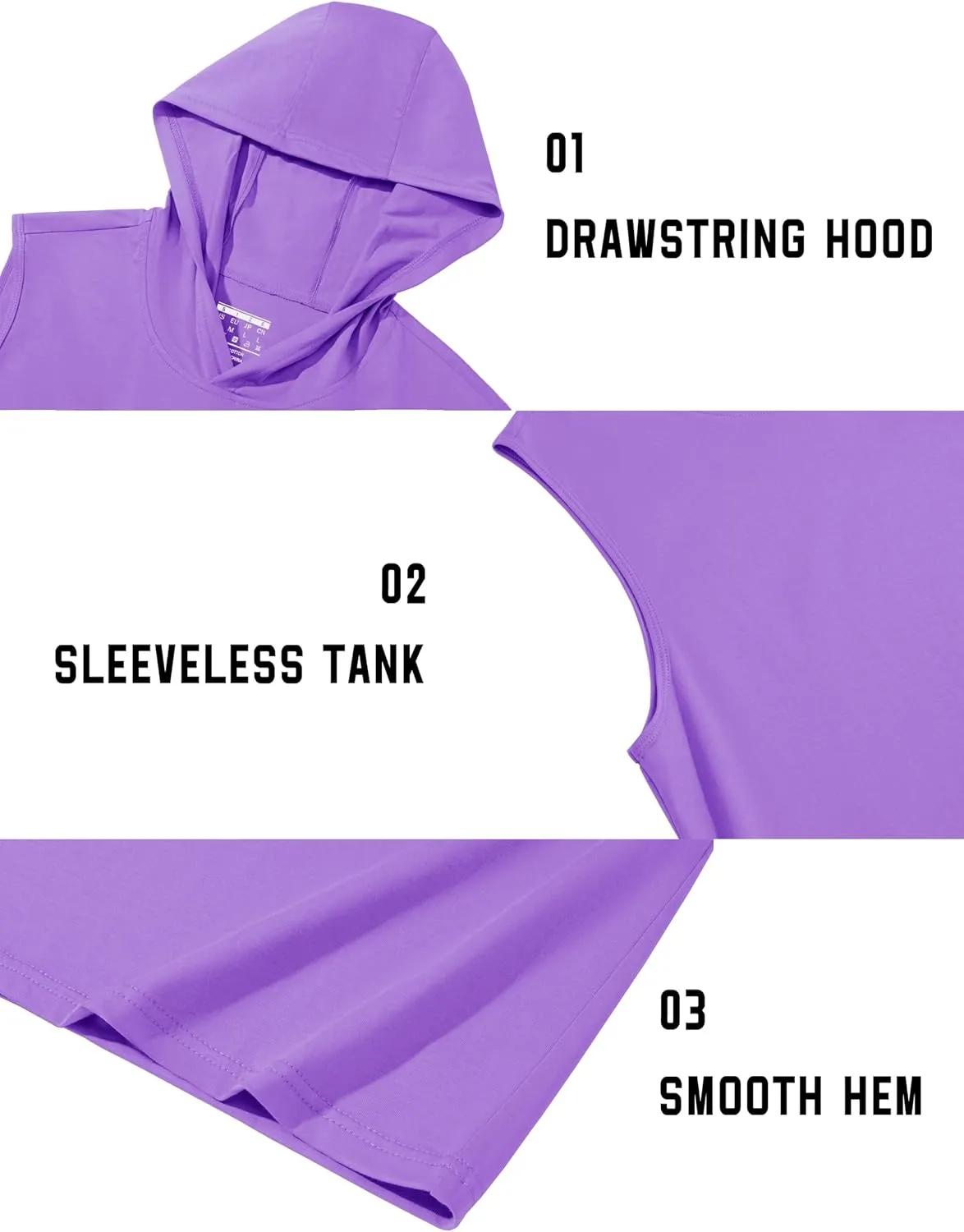 TACVASEN Men's Workout Hooded Tank Tops Sleeveless Gym Muscle Hoodies Sleeveless Lightweight Summer T Shirts