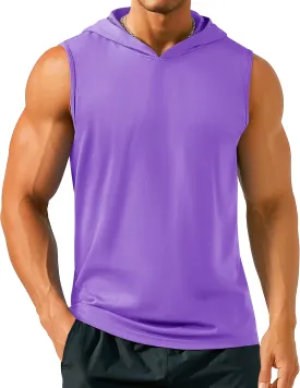 TACVASEN Men's Workout Hooded Tank Tops Sleeveless Gym Muscle Hoodies Sleeveless Lightweight Summer T Shirts
