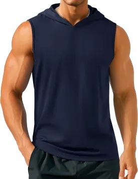TACVASEN Men's Workout Hooded Tank Tops Sleeveless Gym Muscle Hoodies Sleeveless Lightweight Summer T Shirts