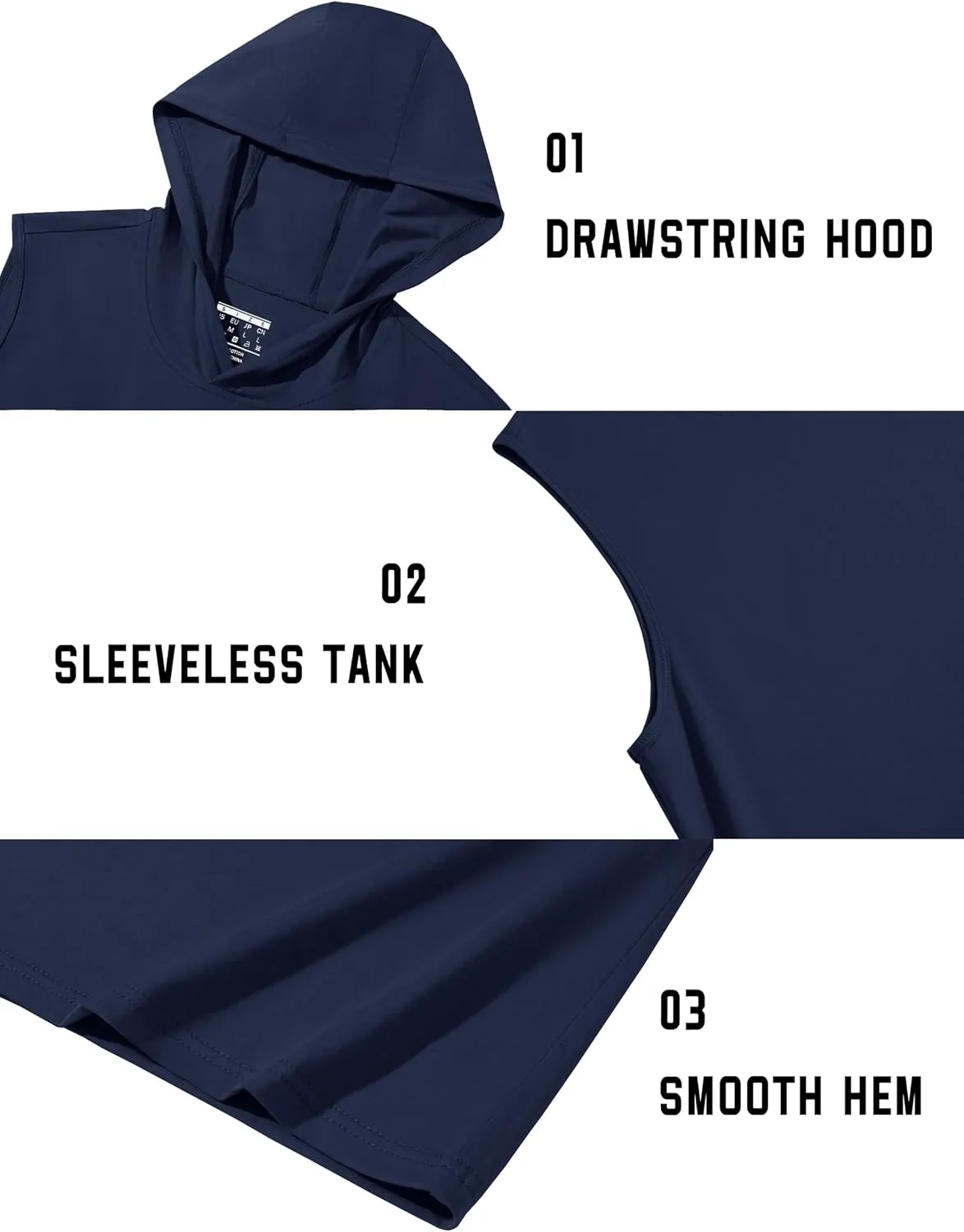 TACVASEN Men's Workout Hooded Tank Tops Sleeveless Gym Muscle Hoodies Sleeveless Lightweight Summer T Shirts