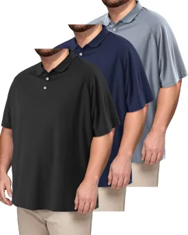 Taiyin 3 Pack Men's Slim Fit Big and Tall Golf Shirt Quick-Dry Performance Short Sleeve Lightweight Athletic Shirt