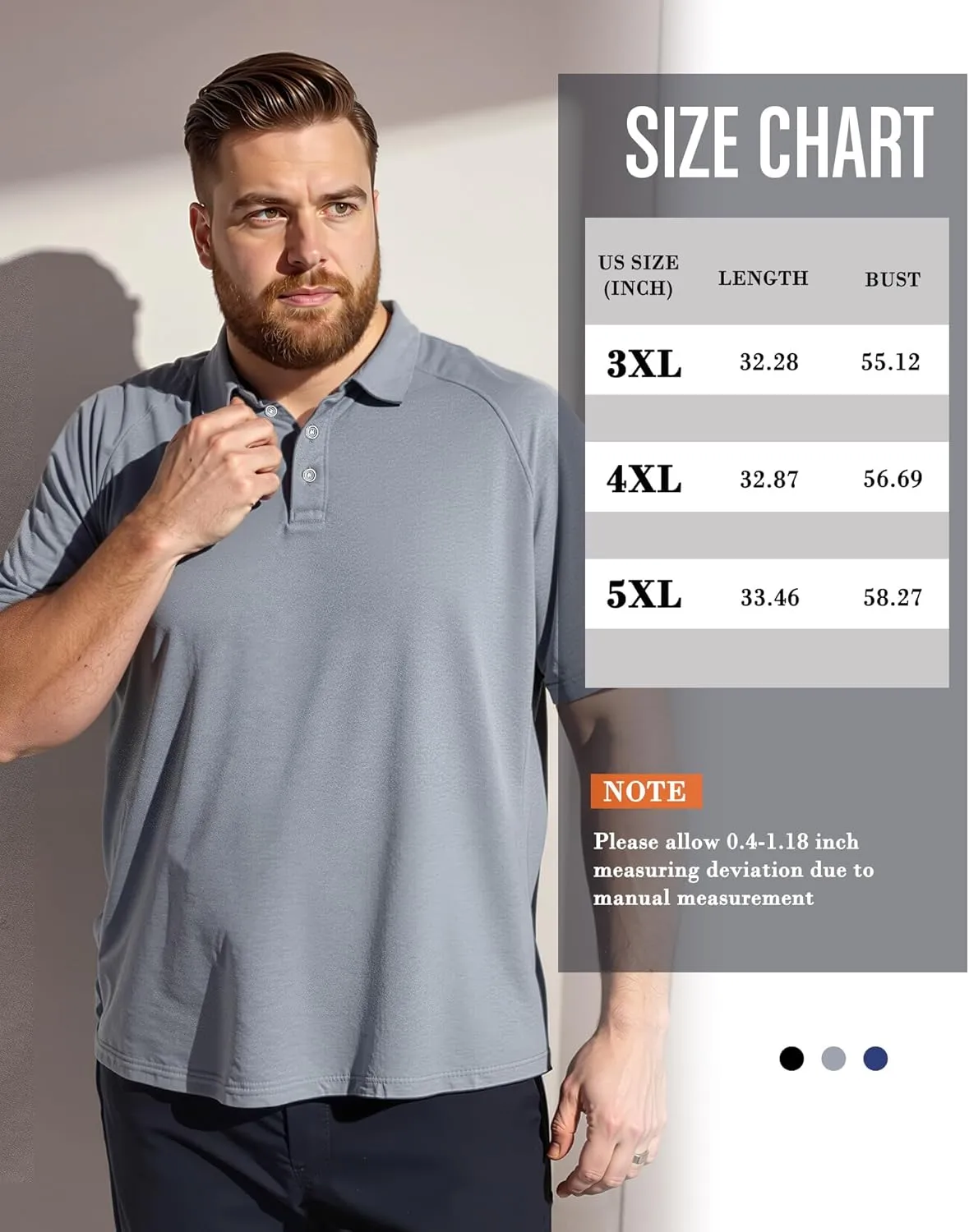 Taiyin 3 Pack Men's Slim Fit Big and Tall Golf Shirt Quick-Dry Performance Short Sleeve Lightweight Athletic Shirt