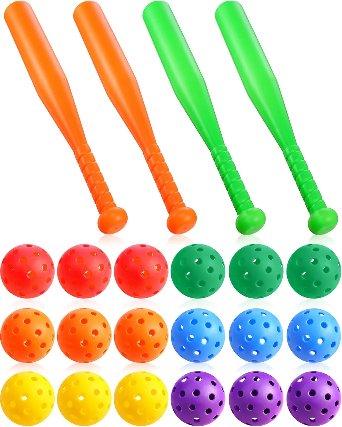Tradder 40 Pack Baseball Practice Balls and Bat Set Include 36 Pcs 9 Inch Hollow Plastic Baseballs 4 Pcs 21.6 Inch Training Lightweight Baseball Bat for Hitting Athletic Baseball Equipment