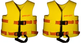TRC Recreation Super Soft Child Size X Small Life Jacket USCG Approved Vinyl Coated Foam Swim Vest for Swimming Pool and Beach Gear, 2 Pack, Yellow