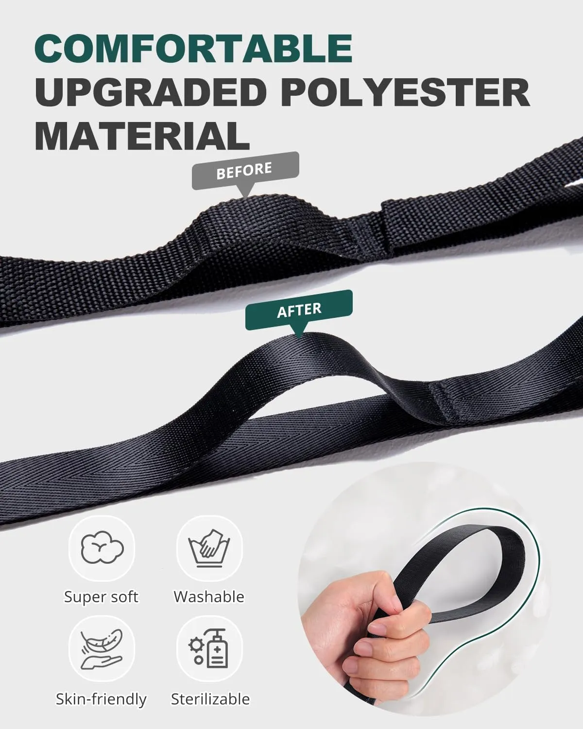 Trideer Stretching Strap Yoga Strap Physical Therapy for Home Workout, Exercise, Pilates and Gymnastics, 10 Loops Non-Elastic Stretch Bands with Aesthetic Packaging for Women & Men
