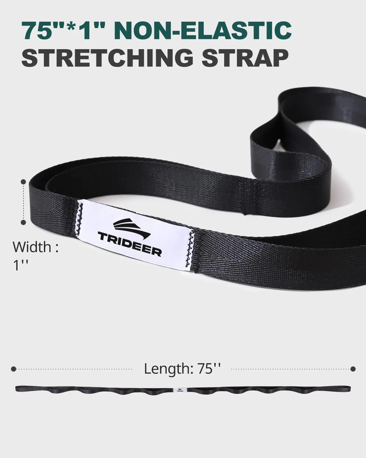 Trideer Stretching Strap Yoga Strap Physical Therapy for Home Workout, Exercise, Pilates and Gymnastics, 10 Loops Non-Elastic Stretch Bands with Aesthetic Packaging for Women & Men