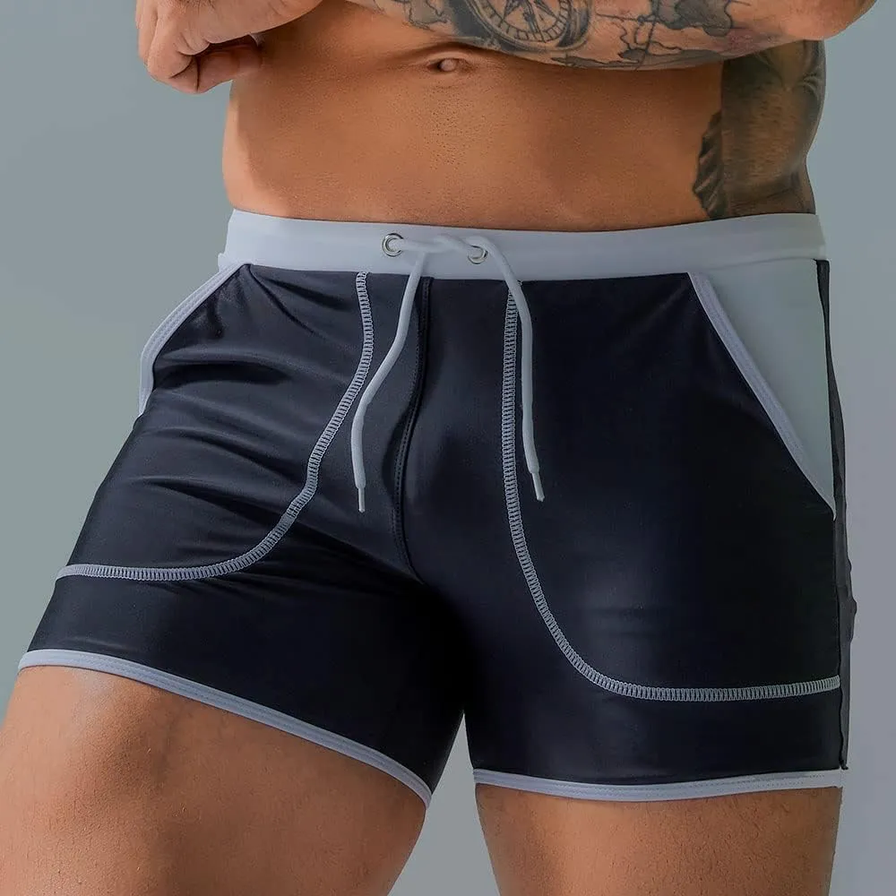 UXH Men's Square Leg Swim Briefs Printed Swimsuit Athletic Swimwear Bathing Suit Swimming Trunks