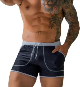 UXH Men's Square Leg Swim Briefs Printed Swimsuit Athletic Swimwear Bathing Suit Swimming Trunks