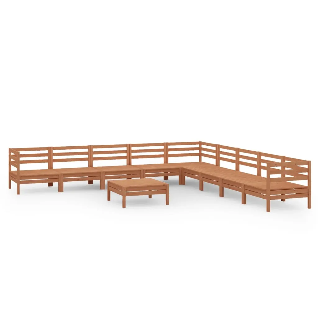vidaXL 10 Piece Garden Lounge Set Solid Wood Pine Honey Brown
