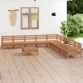 vidaXL 10 Piece Garden Lounge Set Solid Wood Pine Honey Brown