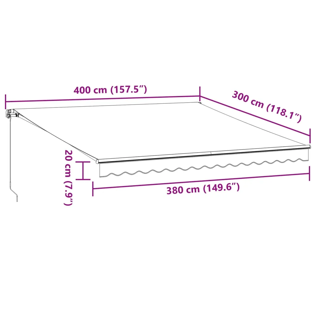 vidaXL Manual Retractable Awning Anthracite and White 400x300 cm