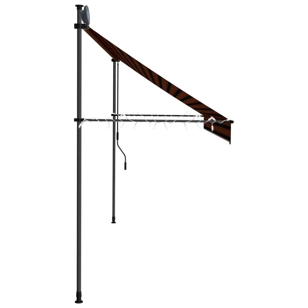 vidaXL Manual Retractable Awning with LED 350 cm Orange and Brown