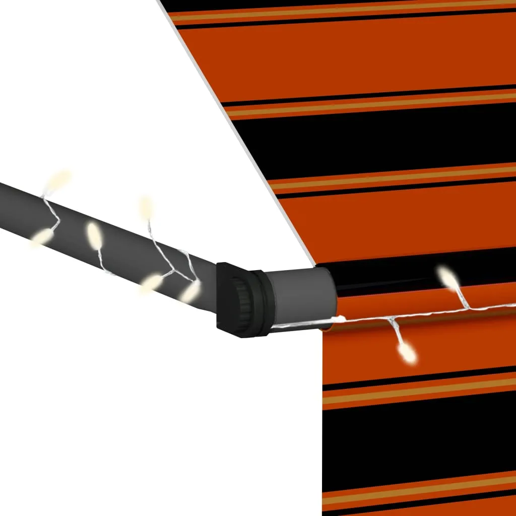 vidaXL Manual Retractable Awning with LED 350 cm Orange and Brown